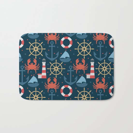 Sea blue pattern Bath Mat