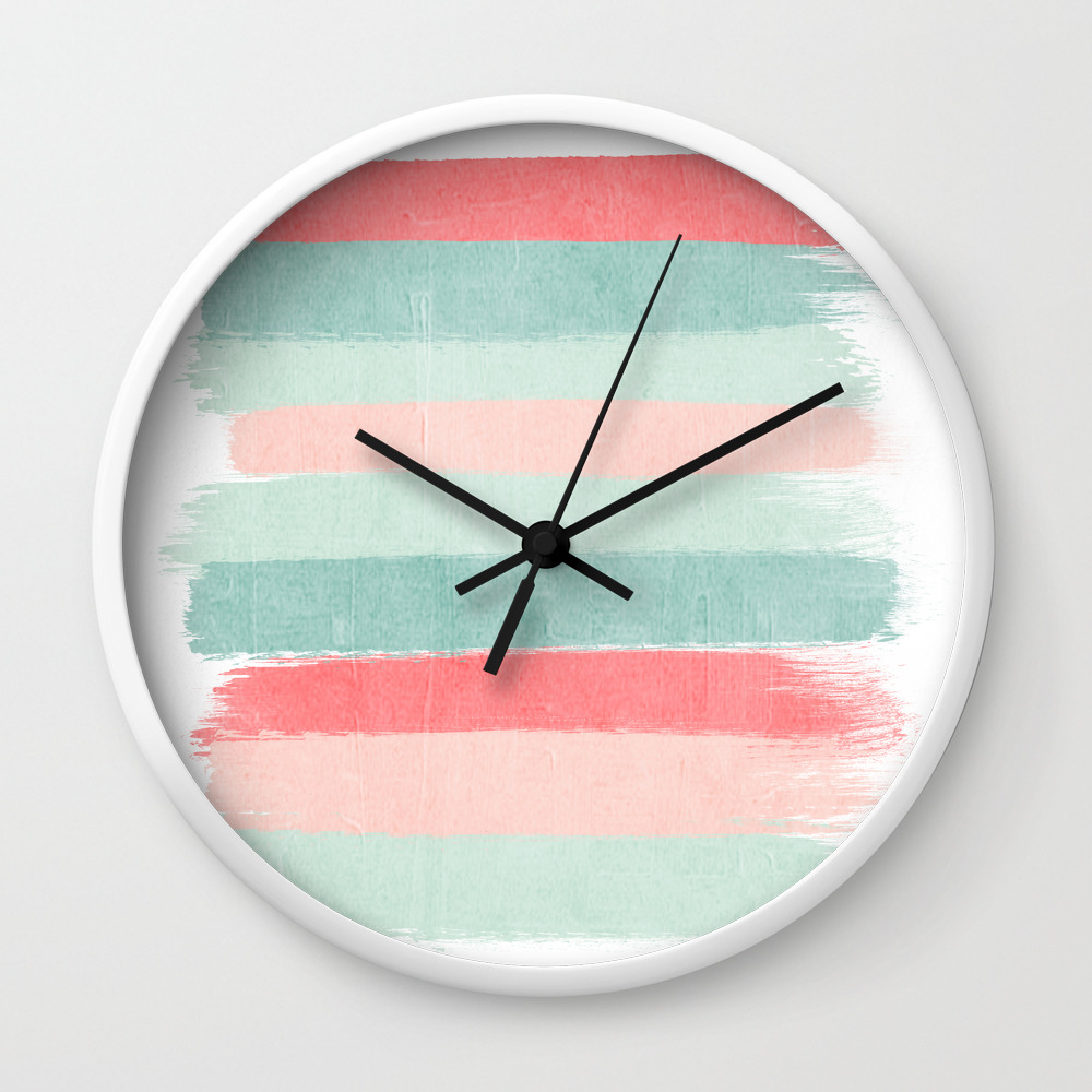 Stripes Painted Coral Minimal Mint Teal Bright Southern Charleston