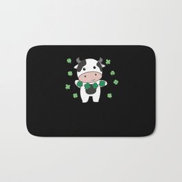 Cow With Shamrocks Cute Animals For Luck Bath Mat