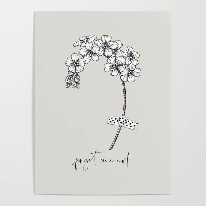 Forget Me Not Drawing Poster By Junkydotcom Society6