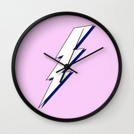 Just Me and My Shadow Lightning Bolt - Pink White Blue Wall Clock