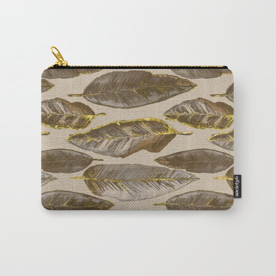 Gold Feather Pattern Carry-All Pouch