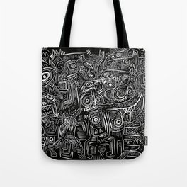 Street Graffiti Black and White Primitive Art Tote Bag