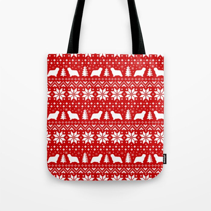 Komondor Silhouettes Christmas Holiday Pattern Tote Bag