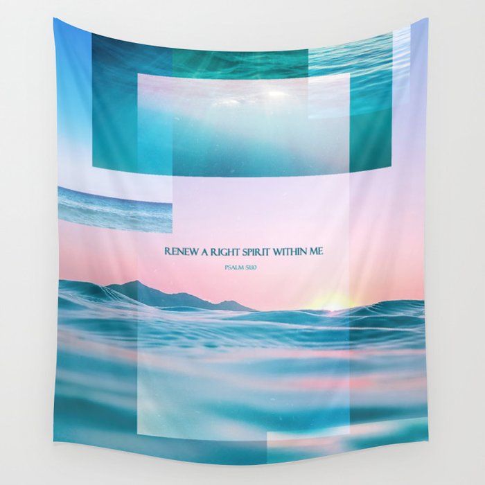 Bible Verse Ocean Collage Wall Tapestry