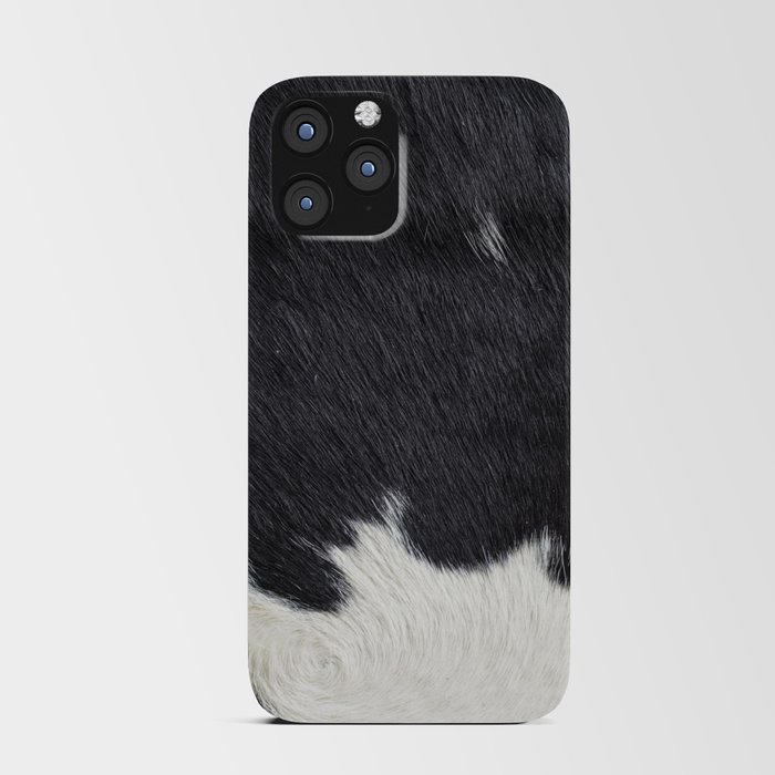 Black and White Cow Skin Print Pattern Modern, Cowhide Faux Leather iPhone Card Case