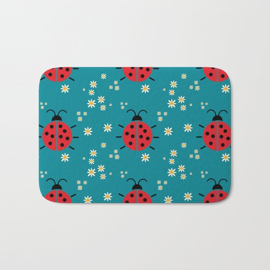 ladybug flowers Bath Mat