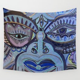 Blue Voo Face Painting Wall Tapestry