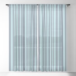 [ Thumbnail: Light Slate Gray and Powder Blue Colored Lines/Stripes Pattern Sheer Curtain ]