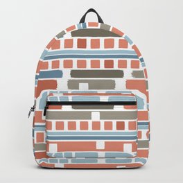 Painted Stripes Colorblock Pattern in Desert Red Blue Gray Backpack