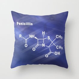 Penicillin, antibiotic drug, Structural chemical formula Throw Pillow