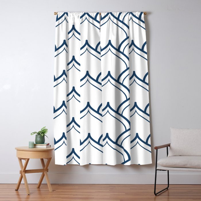 Navy Blue And White Islamic Motive Geometric Pattern Blackout
