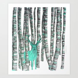 Turquoise Stag Art Print