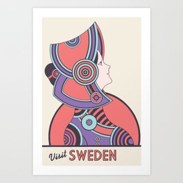 Retro vintage Sweden travel Art Print