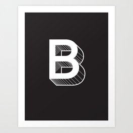 Black Background w White Letter B Art Print