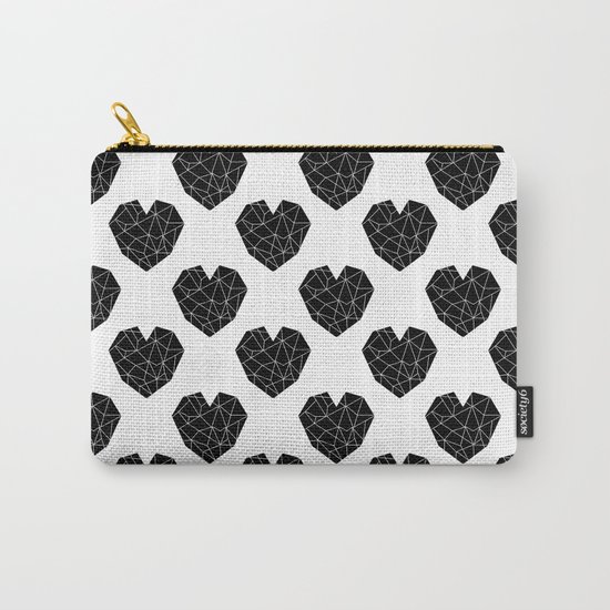 Hearts black and white geometric minimal basic simple design pattern valentines day Carry-All Pouch