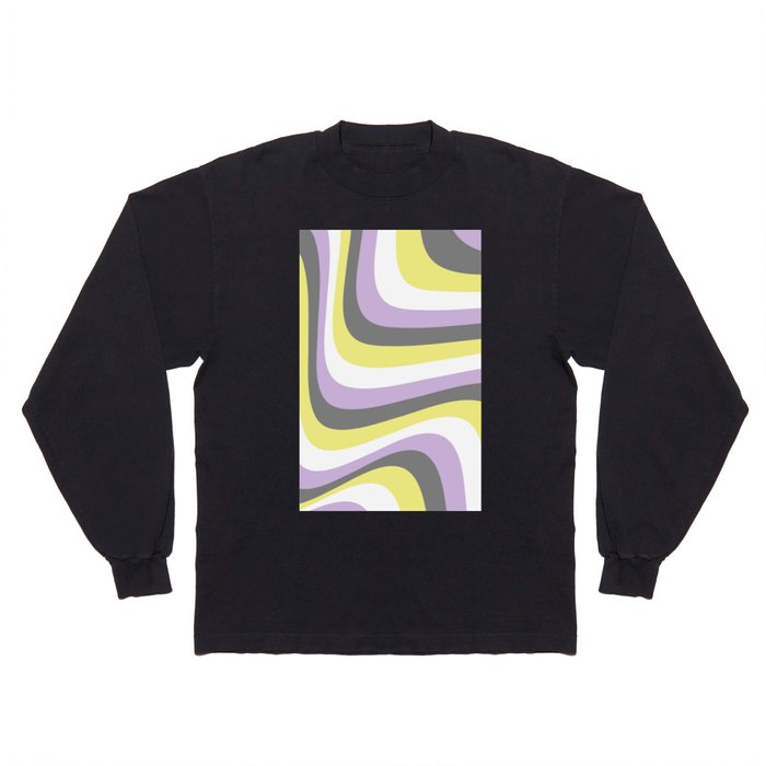 abstract groovy art inspired by the non-binary pride flag Long Sleeve T Shirt