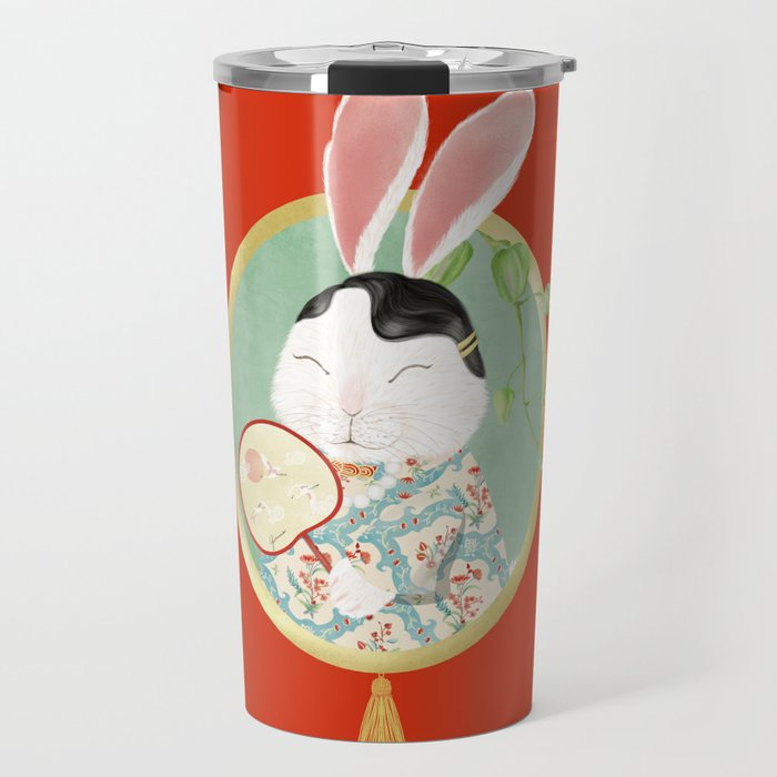 Oriental Rabbit Red Travel Mug