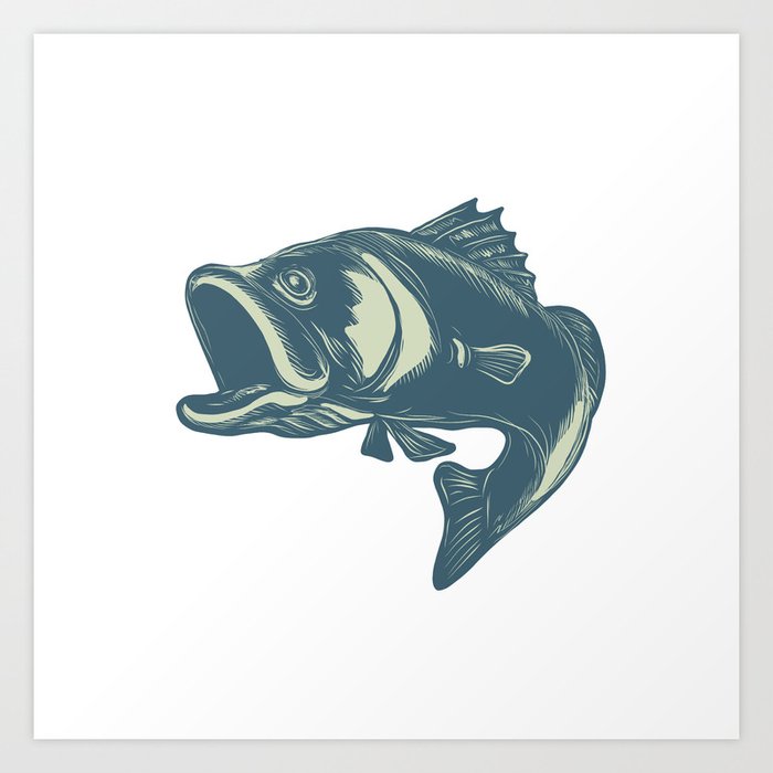 Barramundi Scratchboard Style Art Print by patrimonio Society6