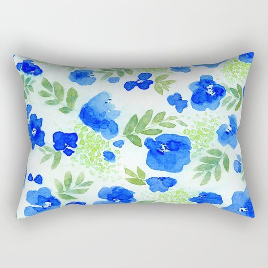 Floret (Blue) Rectangular Pillow