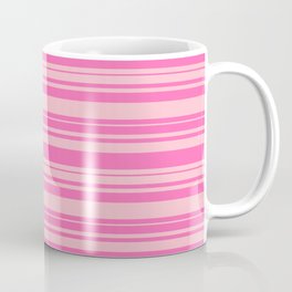 [ Thumbnail: Hot Pink and Pink Colored Striped Pattern Coffee Mug ]