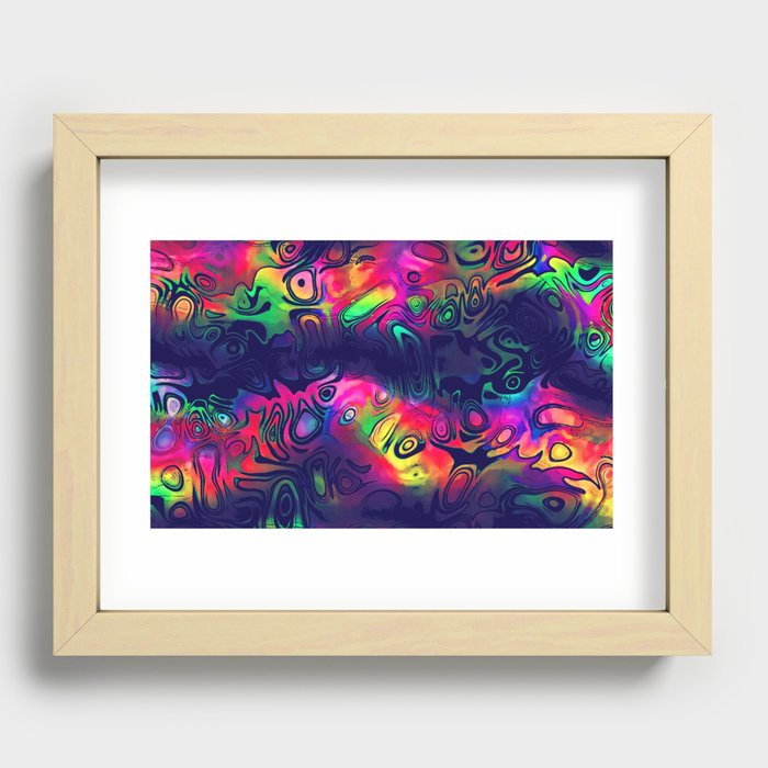 Psychedelic watercolor graffiti Recessed Framed Print