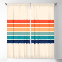 Tadama - Colorful Classic 70's Vintage Style Retro Summer Stripes Blackout Curtain