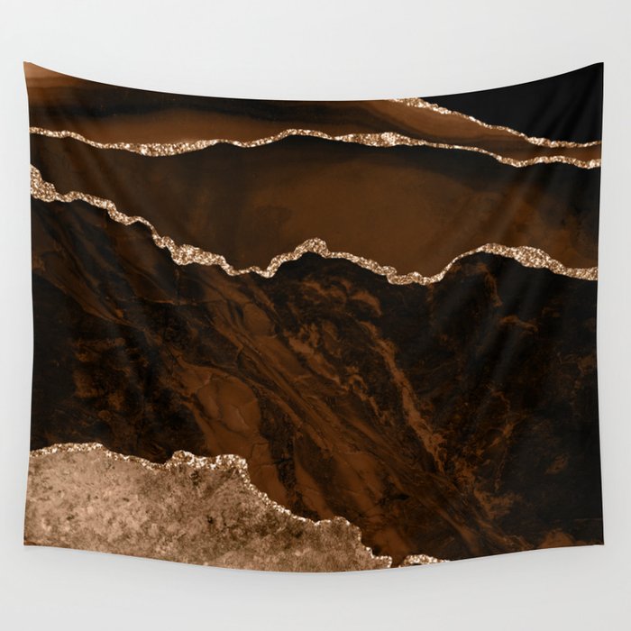 Brown & Gold Agate Texture 02 Wall Tapestry