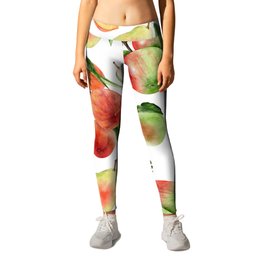 Trendy Summer Pattern with Apples, pears and peaches Leggings