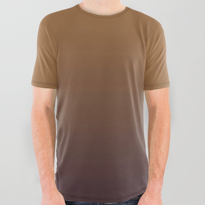 OMBRE CHOCOLATE BROWN. Dark Brown Gradient All Over Graphic Tee
