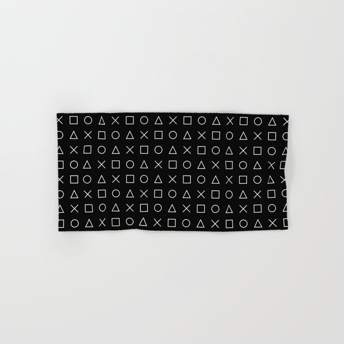 gamer pattern black and white  - gaming design black Hand & Bath Towel