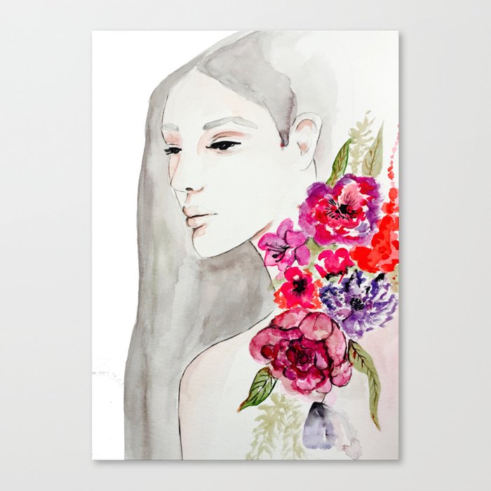 Face&flowers Canvas Print