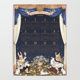2023 Year of the Rabbit Mystical Yearly Calendar Poster Poster