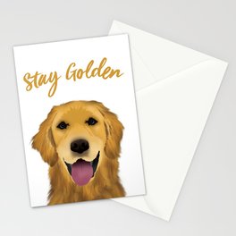 Golden retriever dog stay golden pop art illustration artwork decor  Stationery Card