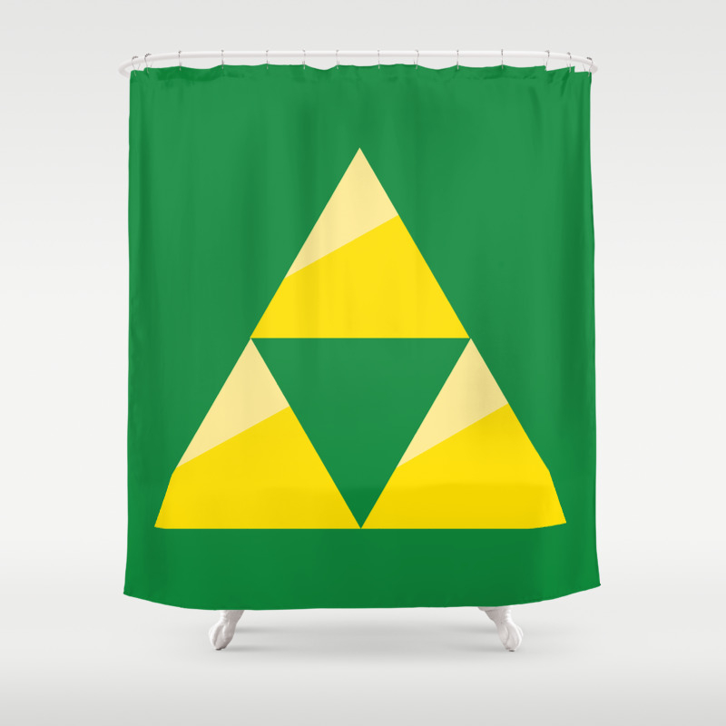 Zelda Triforce Green And Gold Shower Curtain Zelda Triforce Green And Gold Shower Curtain