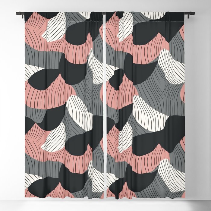 Gray And Pink Modern Abstract Blackout Curtain