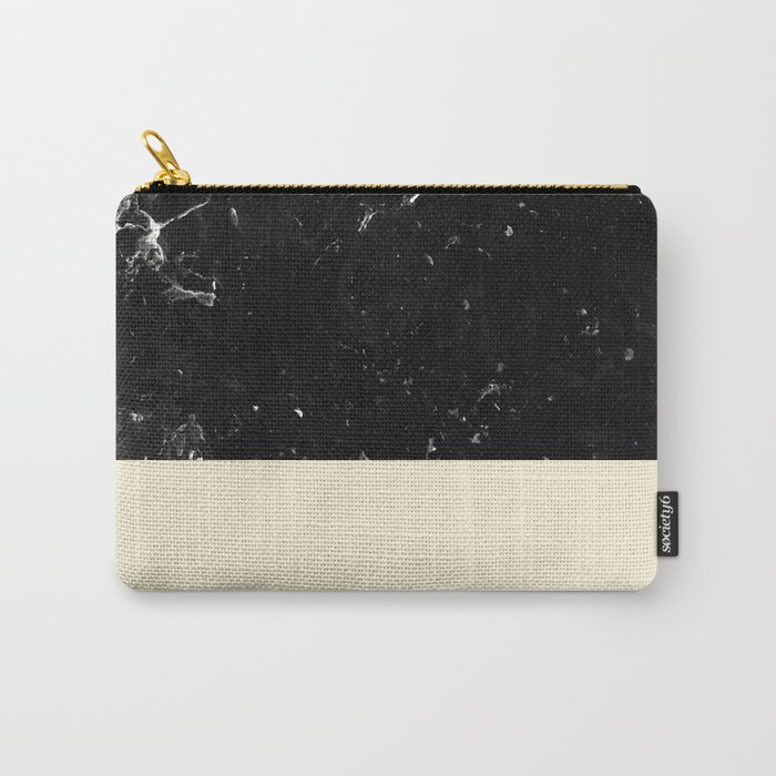 Light Blush Yellow Meets Black Marble #1 #decor #art #society6 Carry-All Pouch