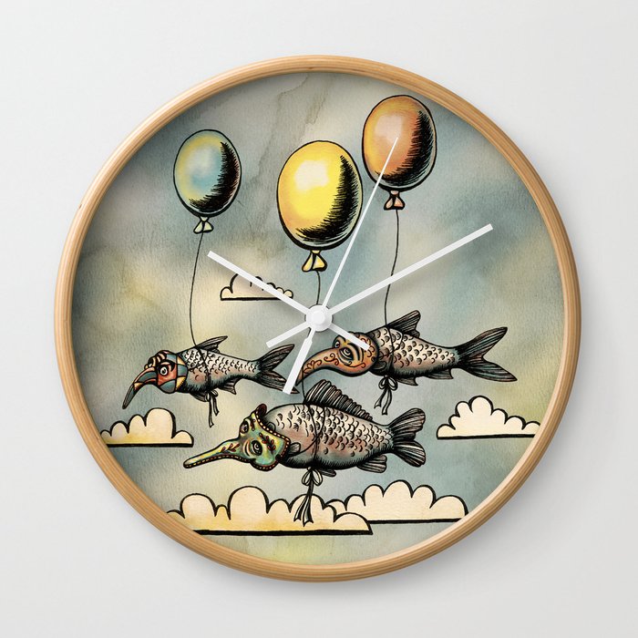 Flying Fishes Wall Clock