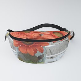 Sunflowers Fall Leaves Autumn Orange Gold Green Yellow Leaves Sunflowers Nature  Fanny Pack