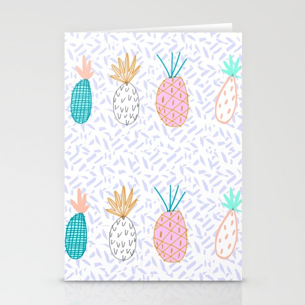 Pineapple. Illustration, print, pattern, fruit, design, fun, Stationery Cards
