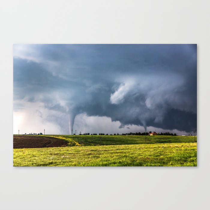 Twins - Two Tornadoes Touch Down Near Dodge City Kansas Canvas Print