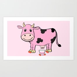 Strawberry Cow Art Print