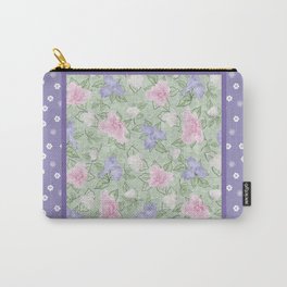 Flower Play Antique over Purple Tiny Flowers Carry-All Pouch