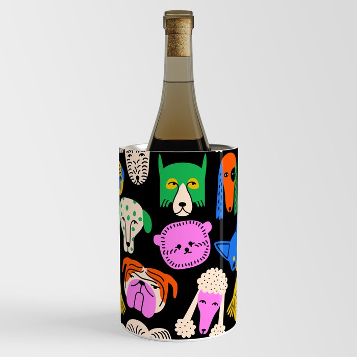 Funny colorful dog cartoon pattern Wine Chiller