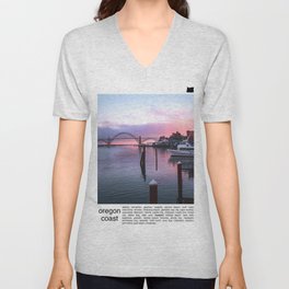Oregon Coast Sunset and Bridge | Travel Photography Minimalism V Neck T Shirt