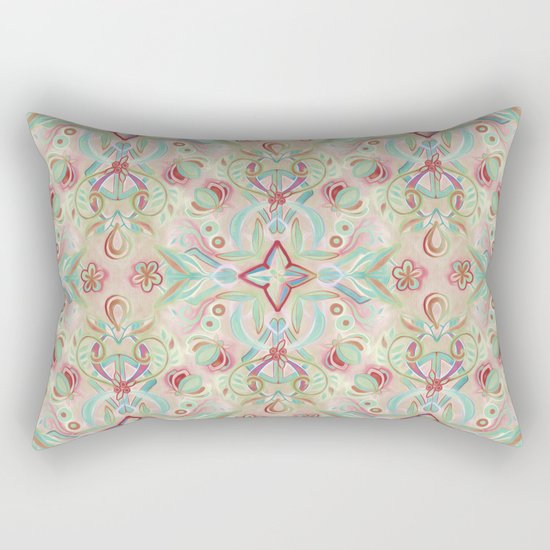 Soft Marsala and Sage Pattern Rectangular Pillow