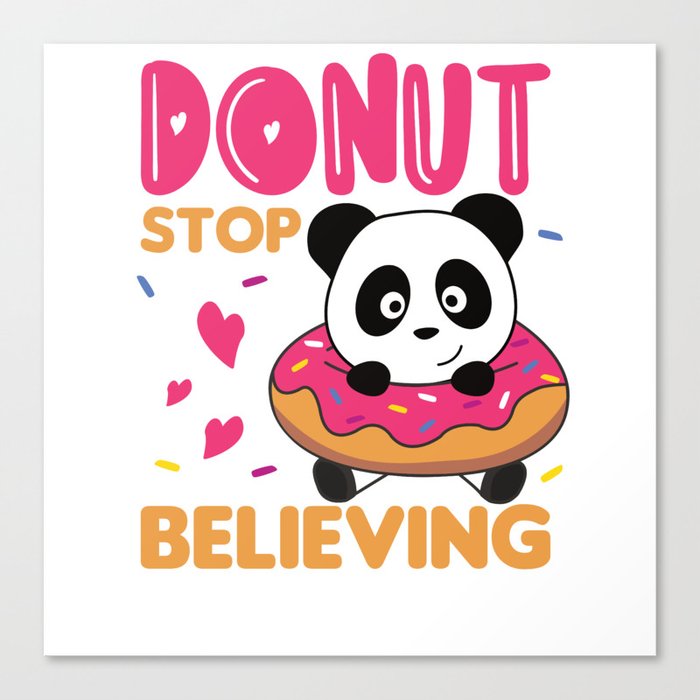 Cute Panda Funny Animals In Donut Pun Canvas Print
