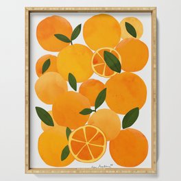 mediterranean oranges still life  Serving Tray