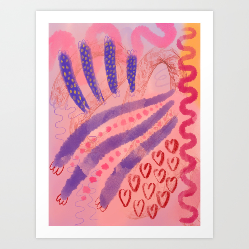 Abstract Composition 5 Pink Red Purple And Blue Squiggles And