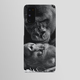 Gorilla mother and child portrait black and white nature photograph - photography - photographs Android Case